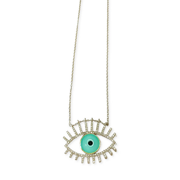 Evil eye with green glass eye necklace