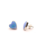 Sterling Silver Opal Large Hearts Blue