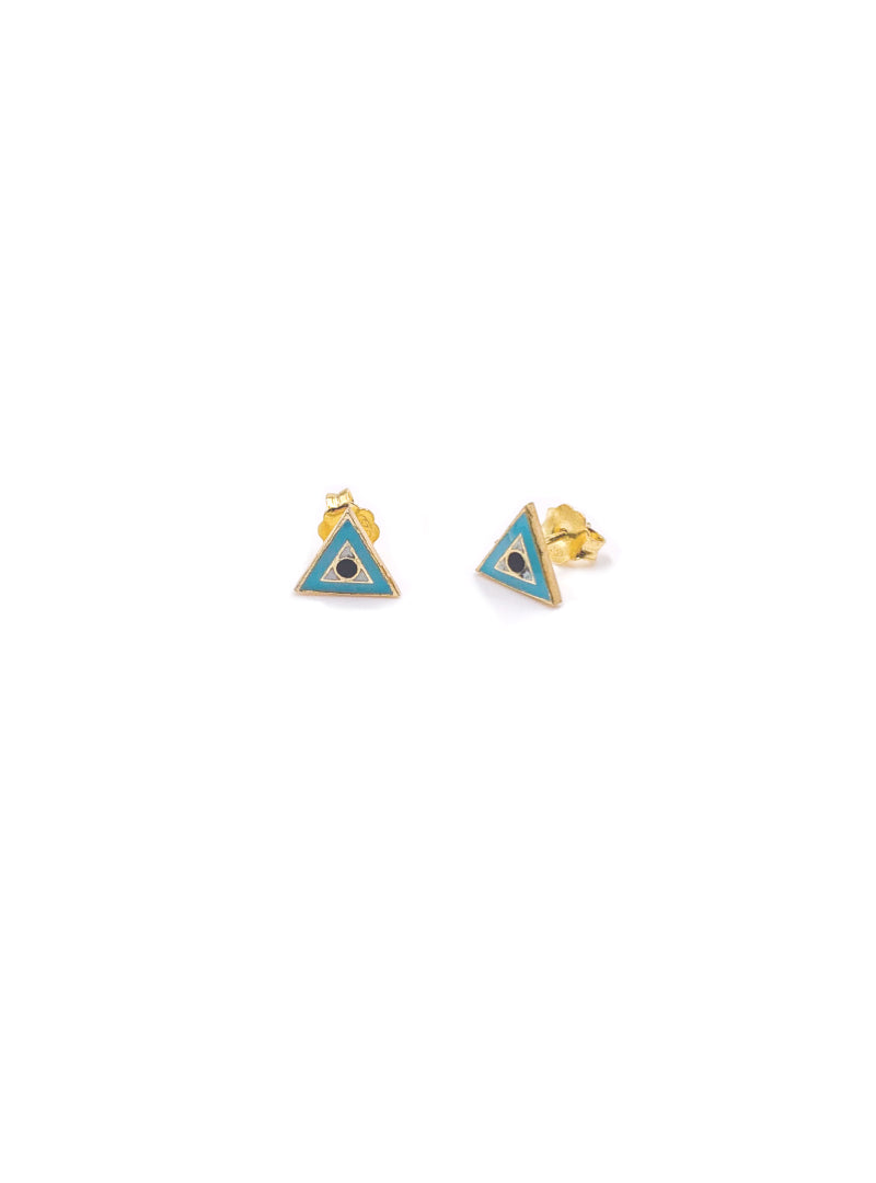 Enamel Evil Eye Triangle Turquoise