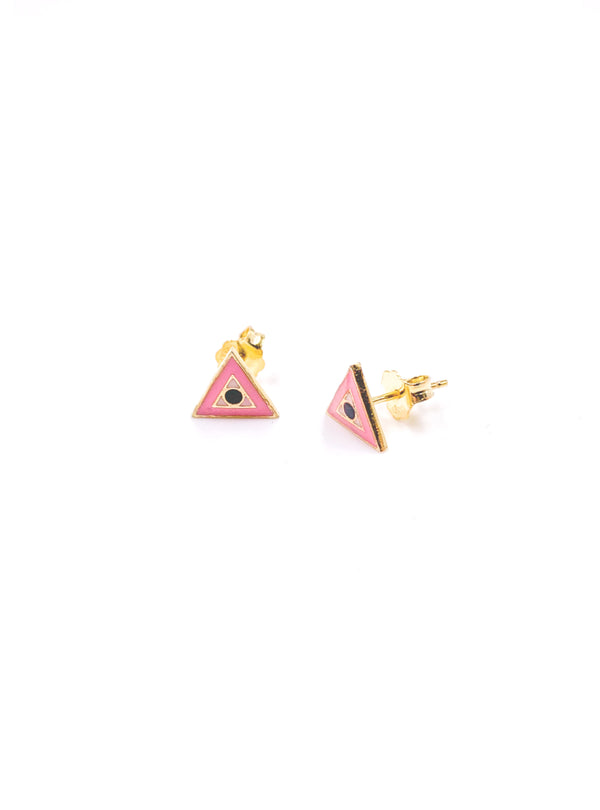 Enamel Evil Eye Triangle Pink