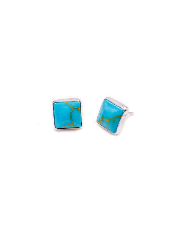 Sterling Silver Large Squares Turquoise