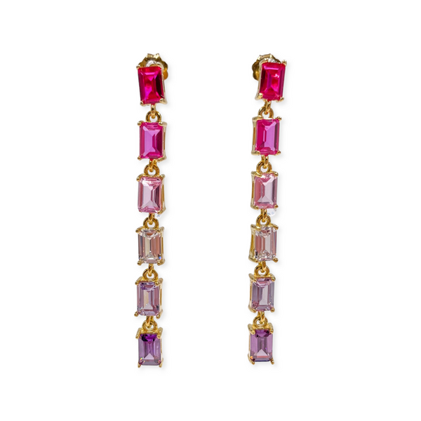 Pink-red tones Six stone CZ Earrings