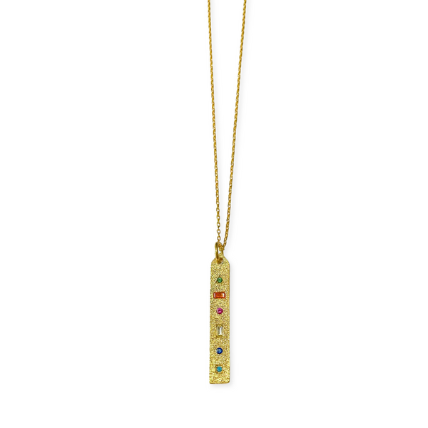 Rainbow CZ Vertical Necklace
